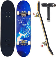JECOLOS Pro Complete Skateboards for Beginners Adults Teens Kids Girls Boys 31"x8" Skate Boards 7 Layers Deck Maple Wood Longboards (Deer)