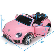 2025 12V Volkswagen Beetle Kids Ride On One Seater Electric Car with RC