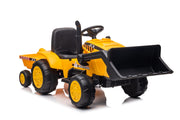 2024 12V Excavator 1 Seater Tractor Ride on for Kids with Parental RC and Wagon