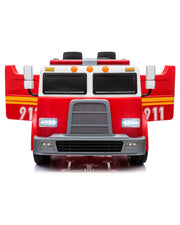 2024 24V Fire Truck 2 Seater Kids Ride On Car with Water Blaster Walkie Talkie Rubber Tires Leather Seat With RC